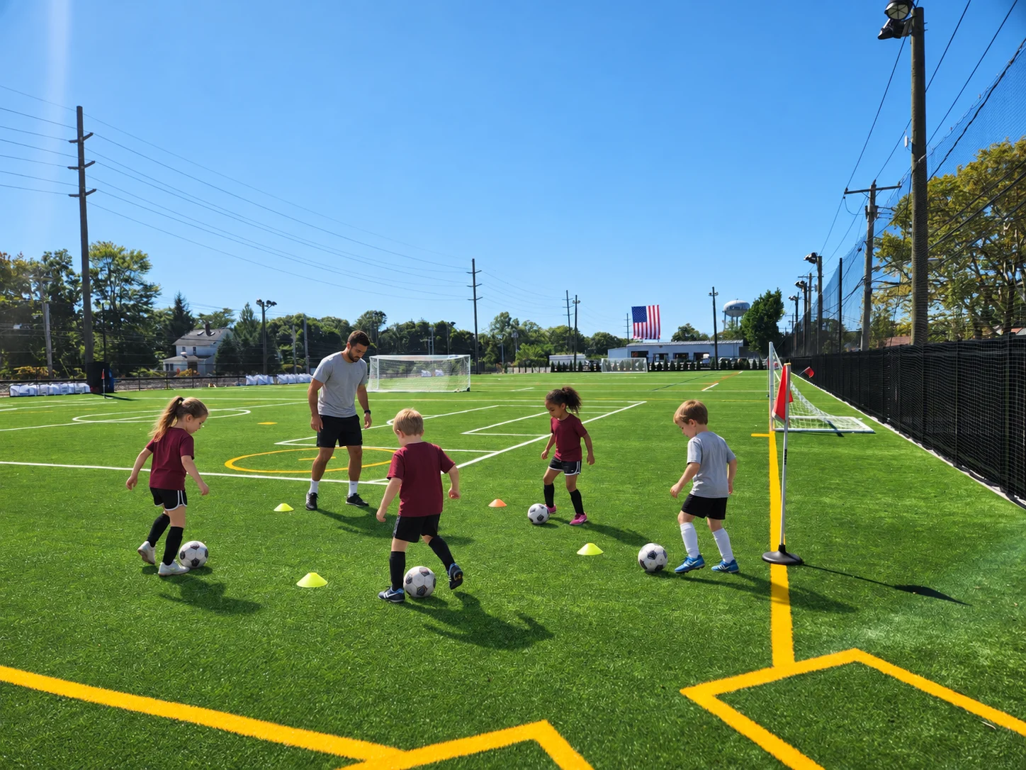 Event illustration: youth soccer coaching at The Pearl Training Field.